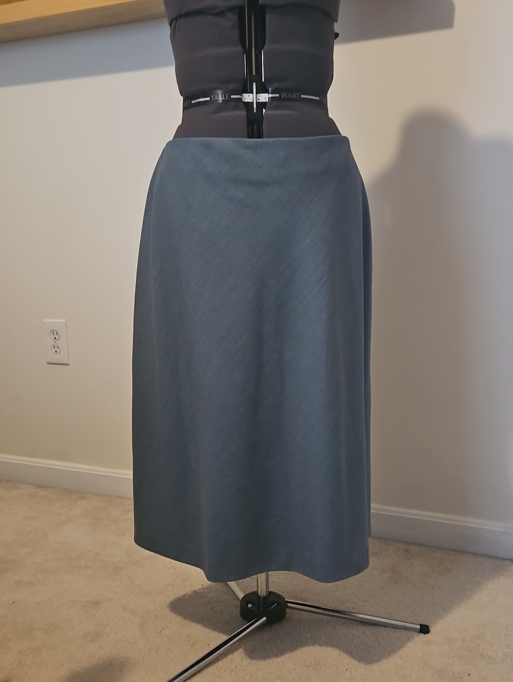 Classic A-Line Midi Skirt in Slate Blue